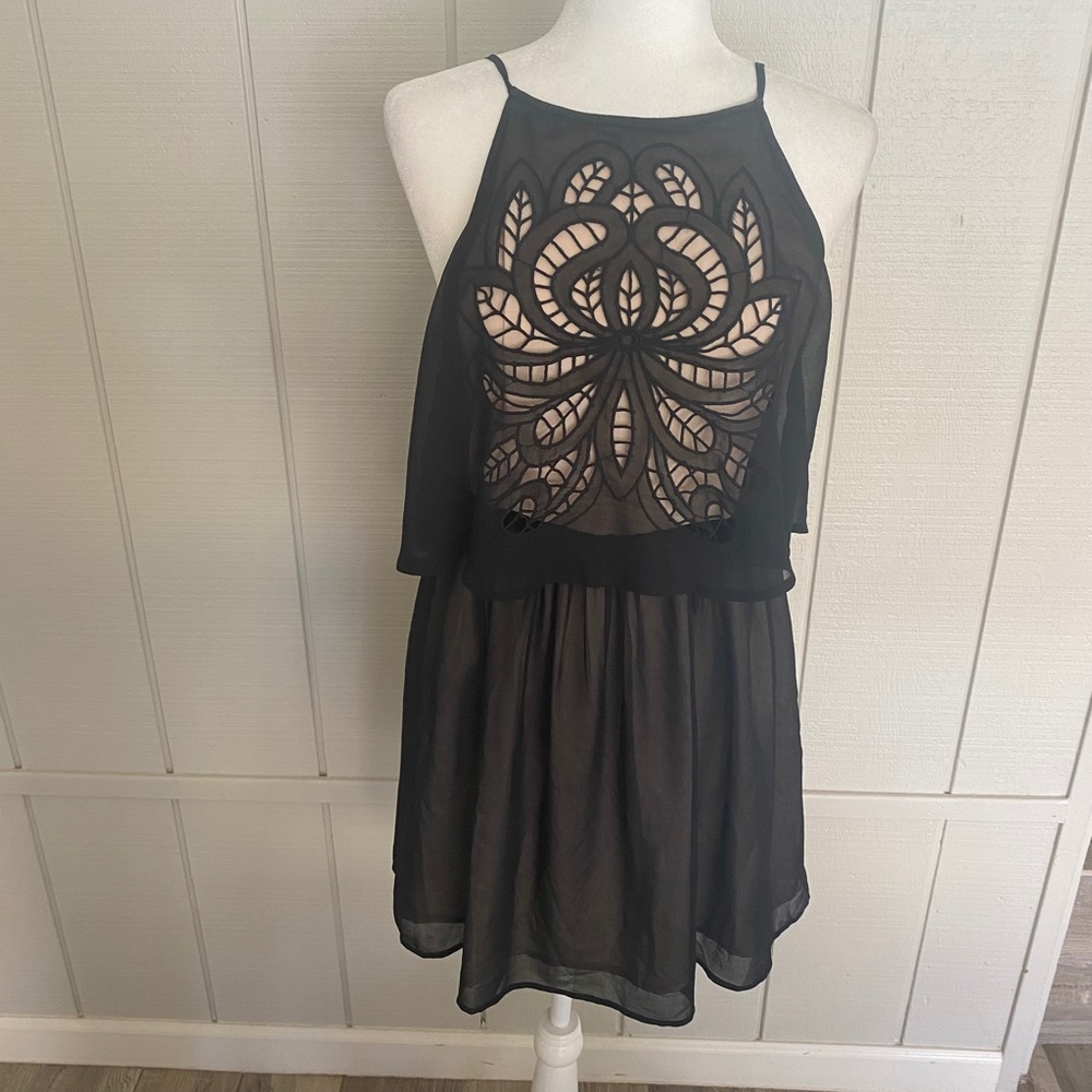 High Neck Black Mini Dress